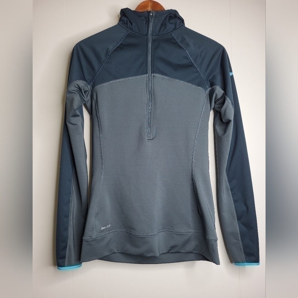 ❤️ Nike Pro Pullover Zip Up Hoodie. Size Small. Blue/Grey.